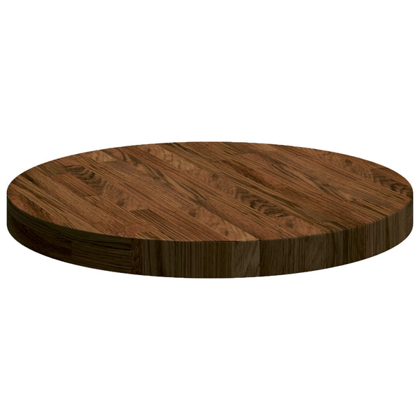 vidaXL Tabletop Dark Brown Ø 50 x 4 cm Solid Oak Wood