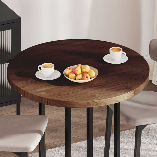 vidaXL Tabletop Dark Brown Ø 90 x 4 cm Solid Oak Wood