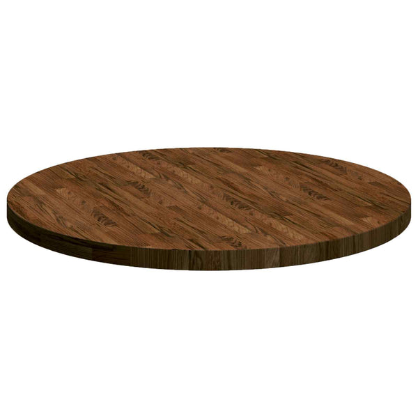 vidaXL Tabletop Dark Brown Ø 90 x 4 cm Solid Oak Wood