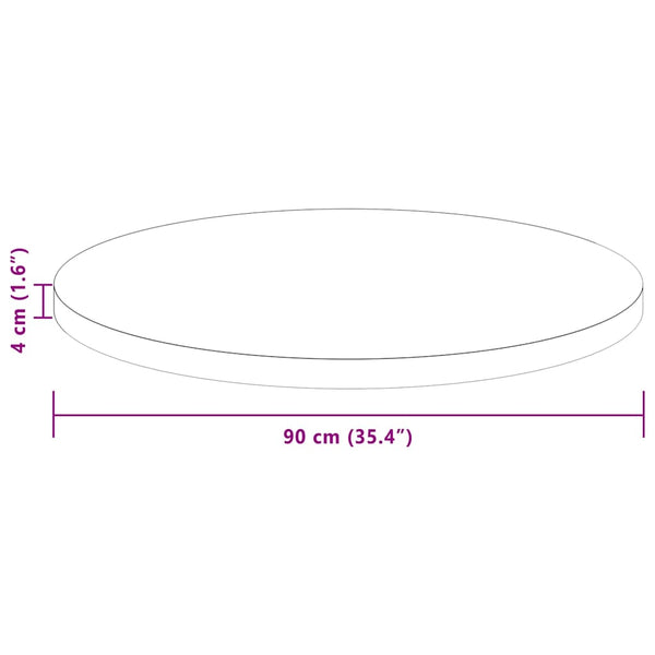 vidaXL Tabletop Dark Brown Ø 90 x 4 cm Solid Oak Wood