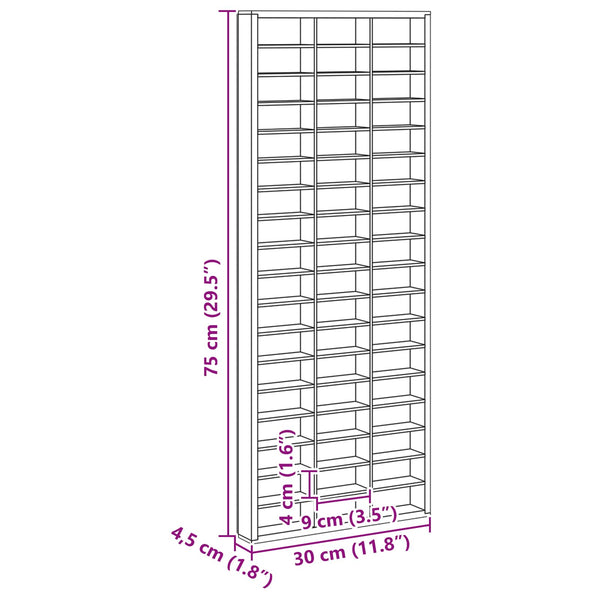 vidaXL Wall Display Case with Shelf Beige 30 x 4.5 x 75 cm Engineered Wood
