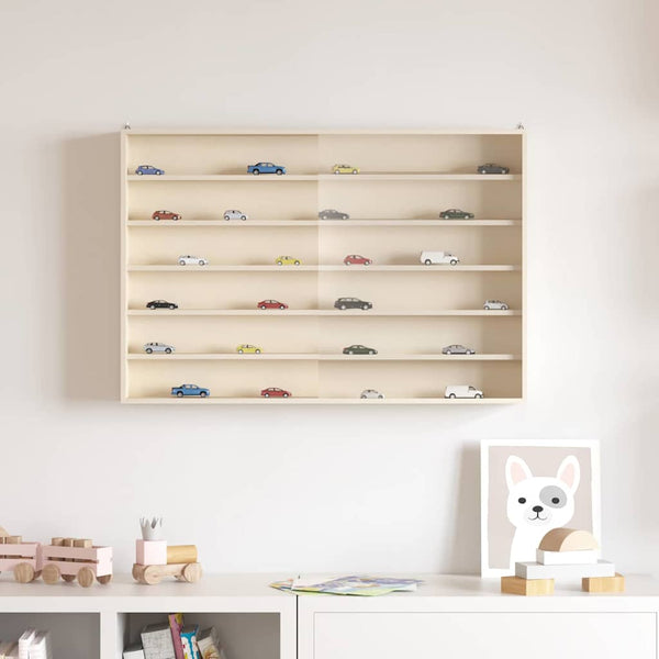 vidaXL Wall Display Case with Shelf Beige 80 x 8.5 x 54 cm Plywood