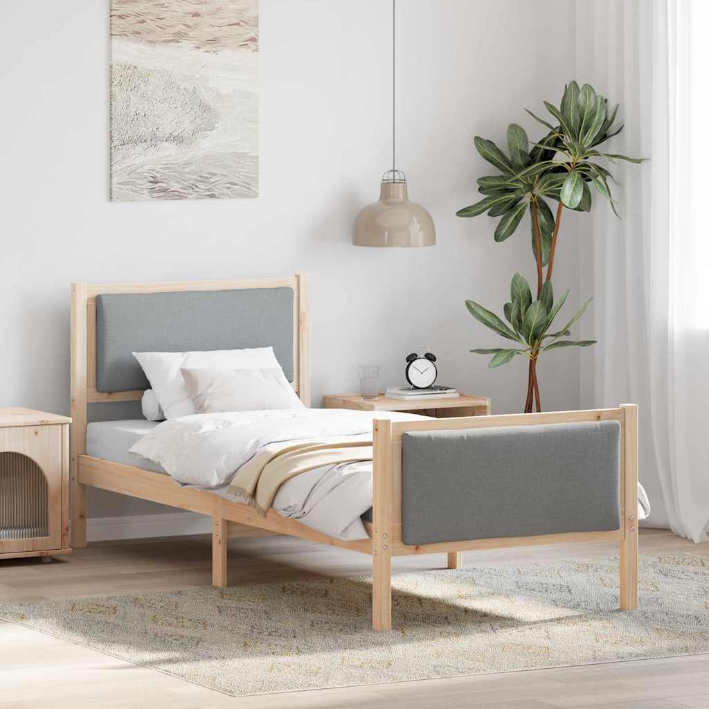 vidaXL Bed Frame with Headboard Light Grey 75 x 190 cm Fabric