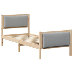 vidaXL Bed Frame with Headboard Light Grey 75 x 190 cm Fabric
