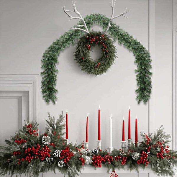 vidaXL Christmas Garland 2 pcs Green 20 m PVC