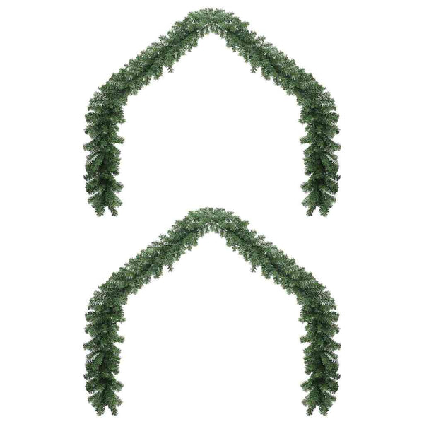 vidaXL Christmas Garland 2 pcs Green 20 m PVC