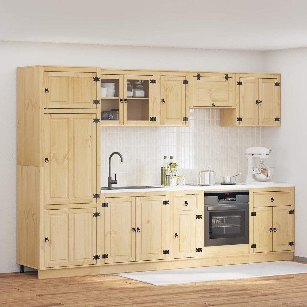 Honigbrauner Kiefer Massivholz Schrank mit Regal