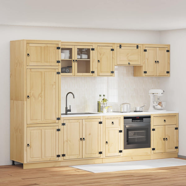 Honigbrauner Kiefer Massivholz Schrank mit Regal