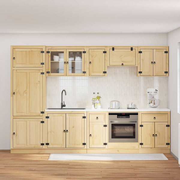 Honigbrauner Kiefer Massivholz Schrank mit Regal