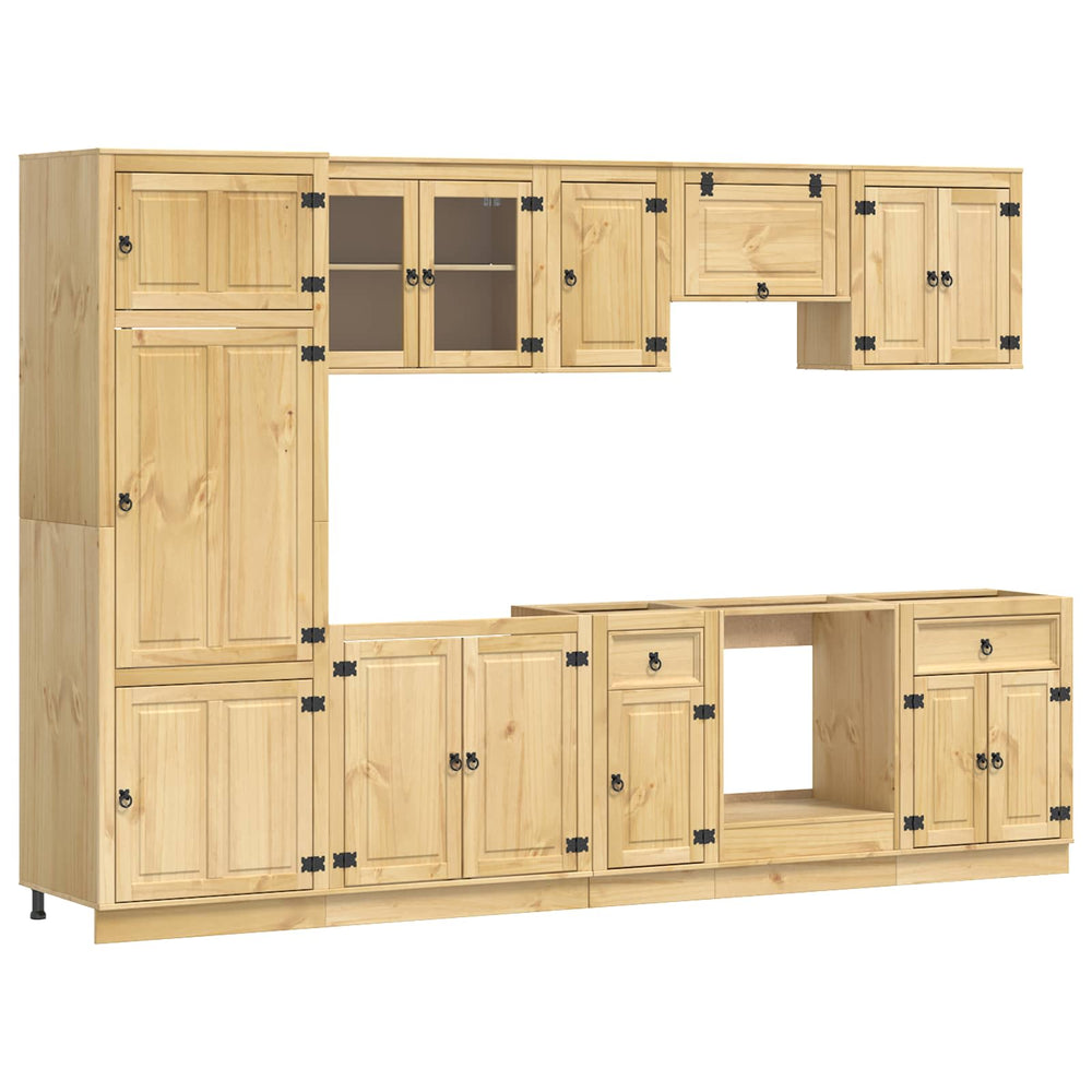 Honigbrauner Kiefer Massivholz Schrank mit Regal