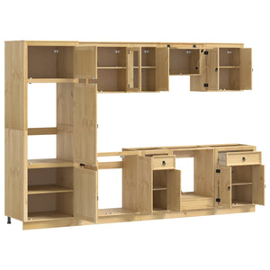 Honigbrauner Kiefer Massivholz Schrank mit Regal