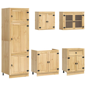 Honigbrauner Kiefer Massivholz Schrank mit Regal