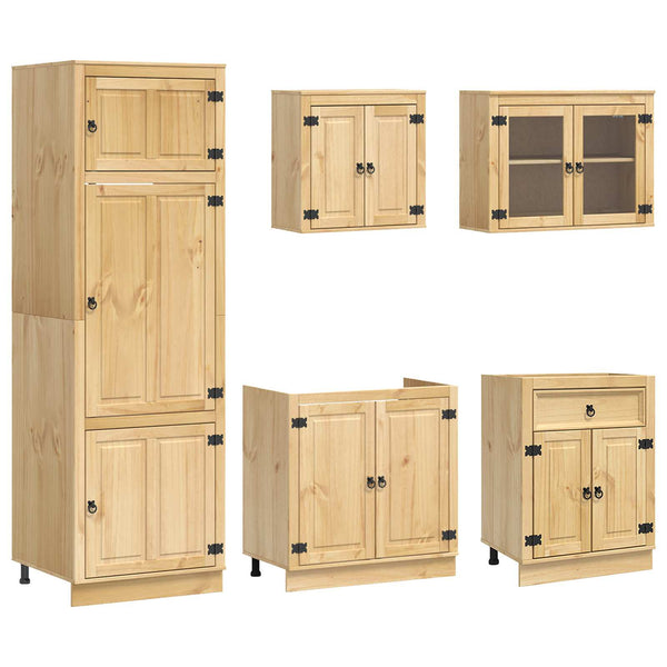 Honigbrauner Kiefer Massivholz Schrank mit Regal