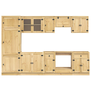 Honigbrauner Kiefer Massivholz Schrank mit Regal