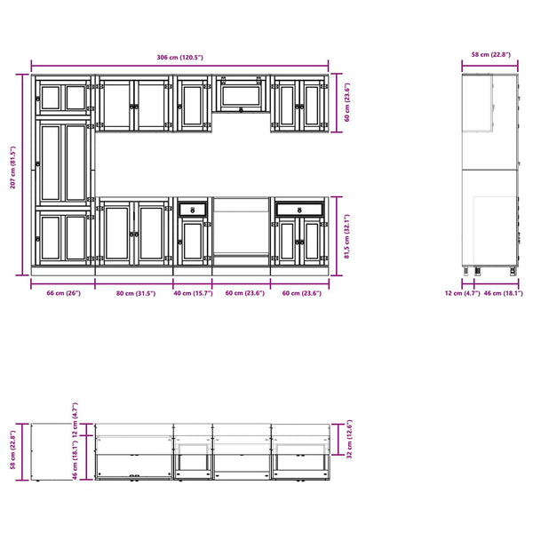 Honigbrauner Kiefer Massivholz Schrank mit Regal