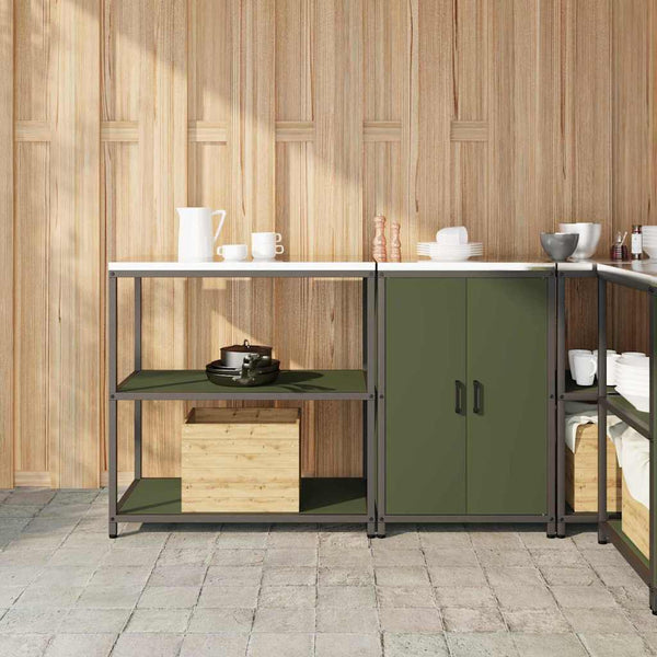 Küchen Aufbewahrungsset mit Regal Olive Grün, 2-teilig