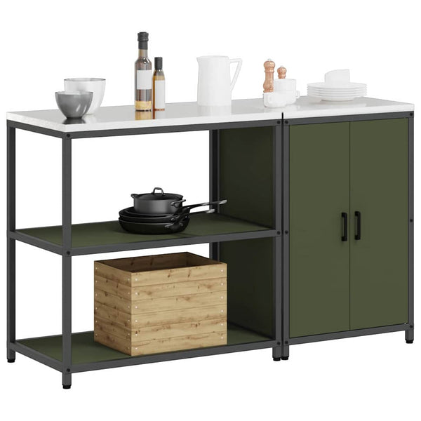 Küchen Aufbewahrungsset mit Regal Olive Grün, 2-teilig