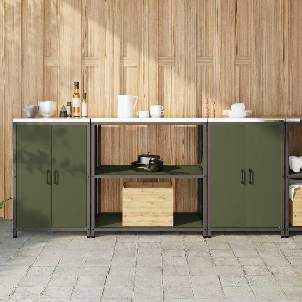 Küchen Aufbewahrungsset mit Regal Olive Grün