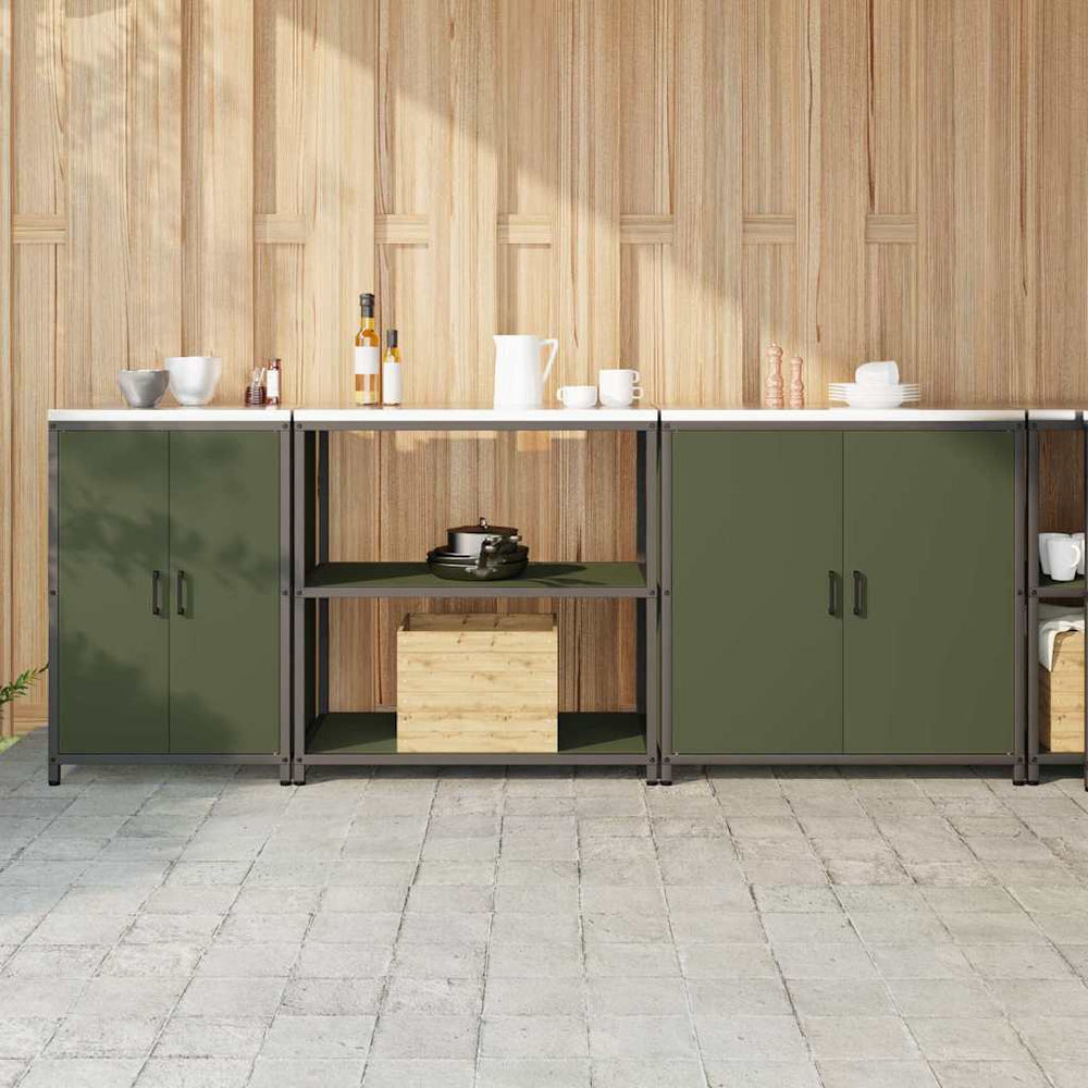 Küchen Aufbewahrungsset mit Regal, 3-teilig, Olivgrün