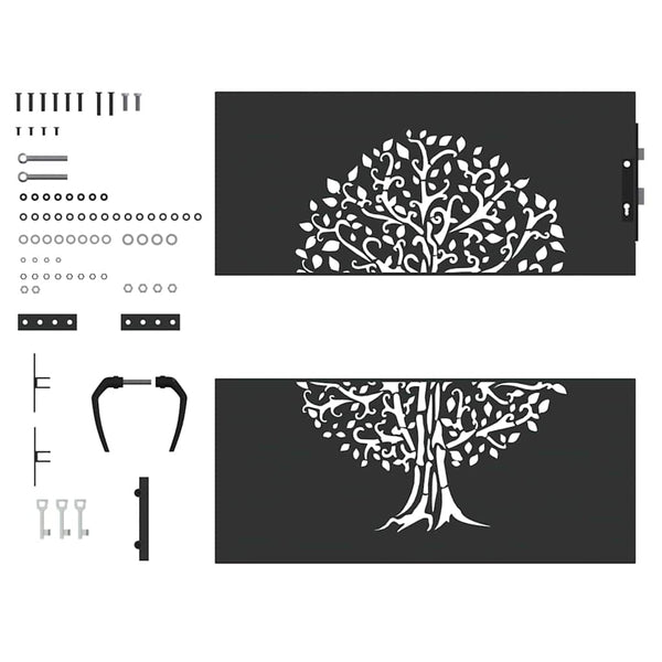 vidaXL Garden Gate Black 85 x 100 cm Powder-Coated Steel