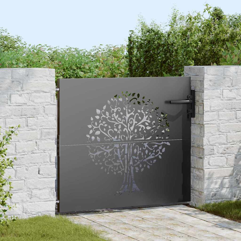 vidaXL Garden Gate Black 85 x 100 cm Powder-Coated Steel