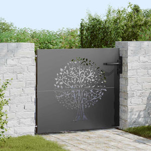 vidaXL Garden Gate Black 85 x 100 cm Powder-Coated Steel