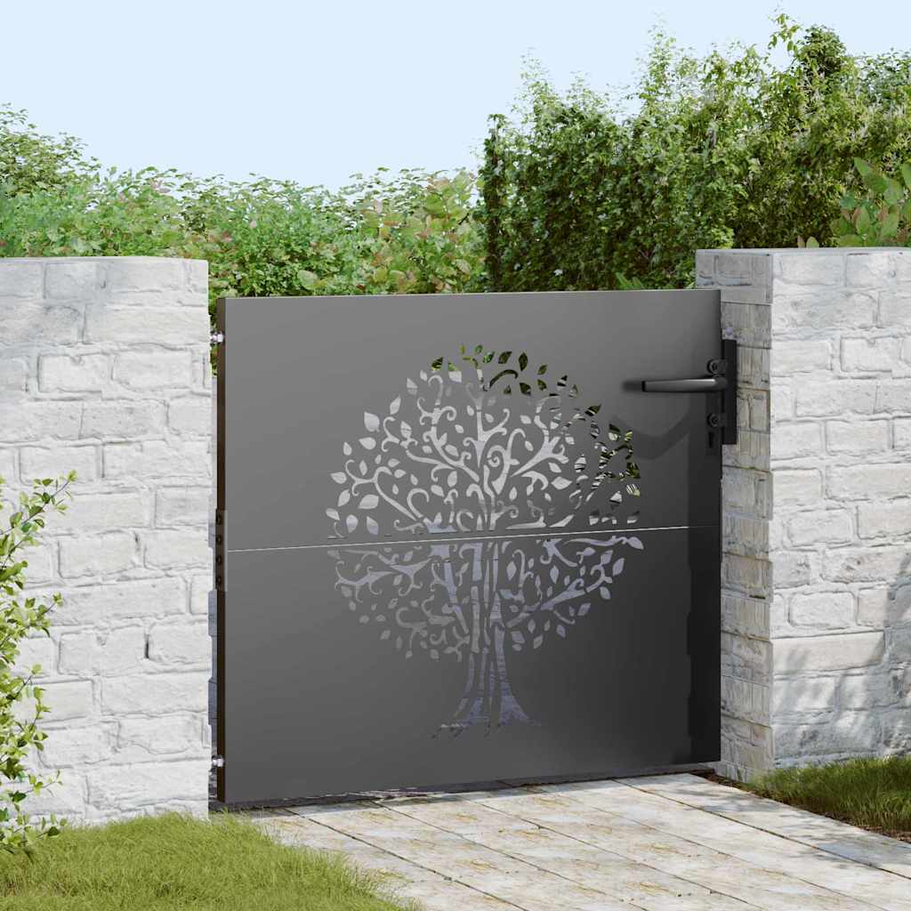 vidaXL Garden Gate Black 85 x 100 cm Powder-Coated Steel
