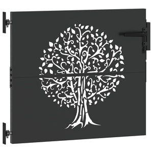 vidaXL Garden Gate Black 85 x 100 cm Powder-Coated Steel