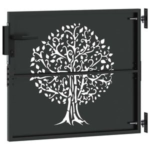 vidaXL Garden Gate Black 85 x 100 cm Powder-Coated Steel