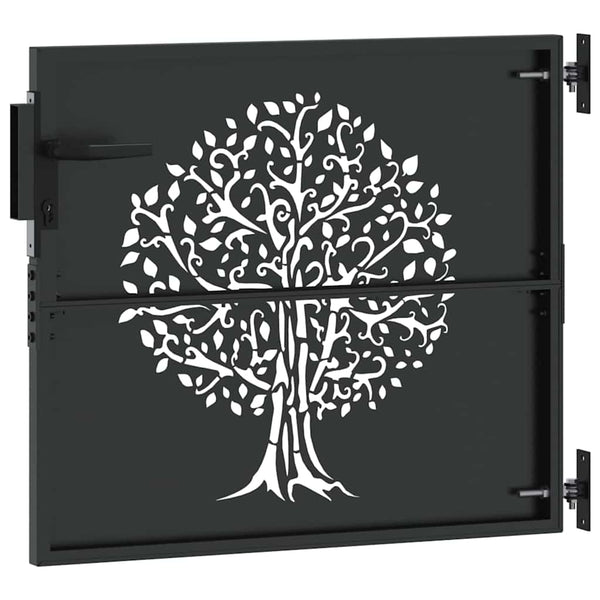 vidaXL Garden Gate Black 85 x 100 cm Powder-Coated Steel