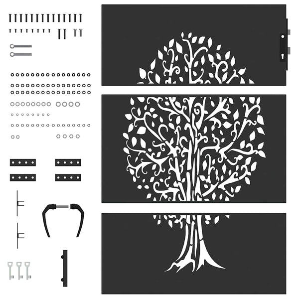 vidaXL Garden Gate Black 85 x 125 cm Powder-Coated Steel