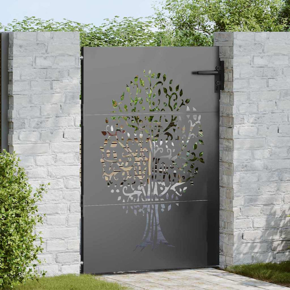 vidaXL Garden Gate Black 85 x 125 cm Powder-Coated Steel