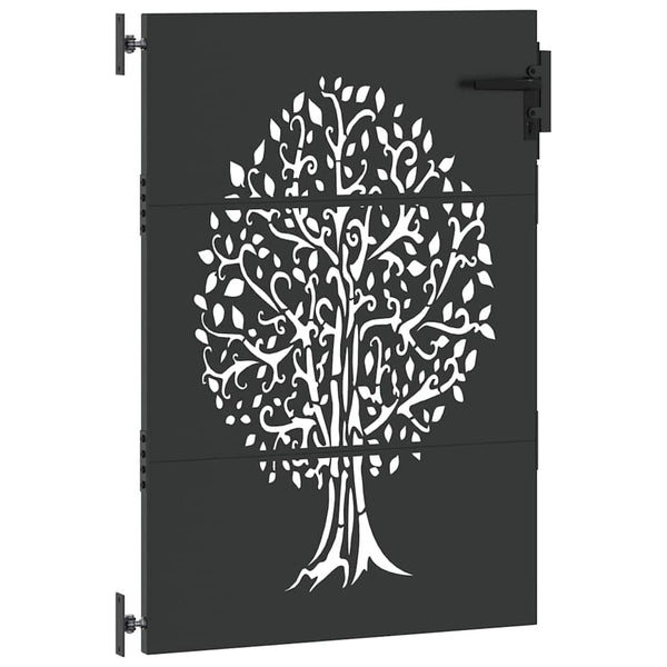 vidaXL Garden Gate Black 85 x 125 cm Powder-Coated Steel