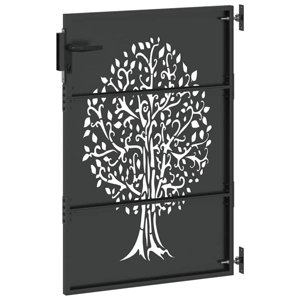 vidaXL Garden Gate Black 85 x 125 cm Powder-Coated Steel