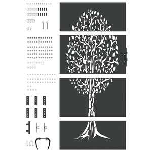 vidaXL Garden Gate Black 85 x 200 cm Powder-Coated Steel