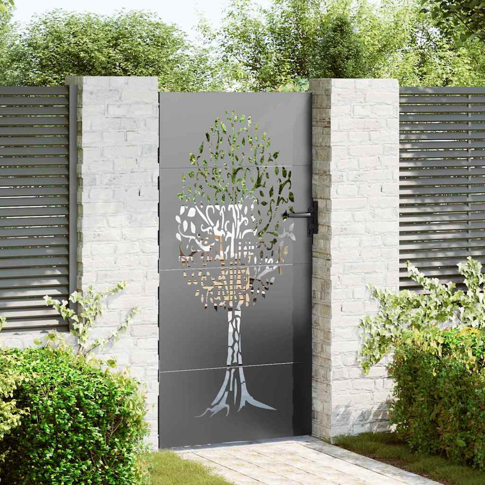 vidaXL Garden Gate Black 85 x 200 cm Powder-Coated Steel