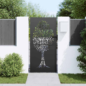 vidaXL Garden Gate Black 85 x 200 cm Powder-Coated Steel