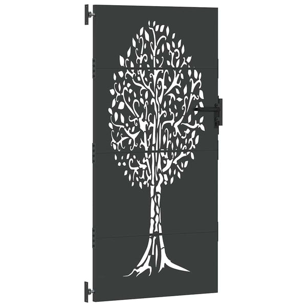 vidaXL Garden Gate Black 85 x 200 cm Powder-Coated Steel