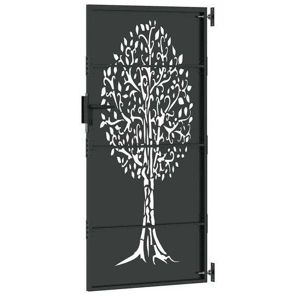 vidaXL Garden Gate Black 85 x 200 cm Powder-Coated Steel