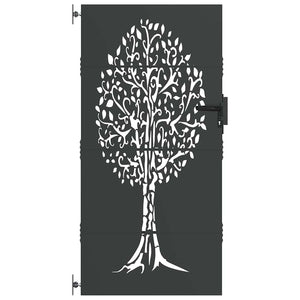vidaXL Garden Gate Black 85 x 200 cm Powder-Coated Steel