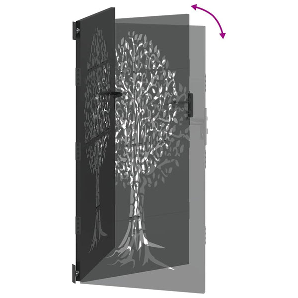 vidaXL Garden Gate Black 85 x 200 cm Powder-Coated Steel
