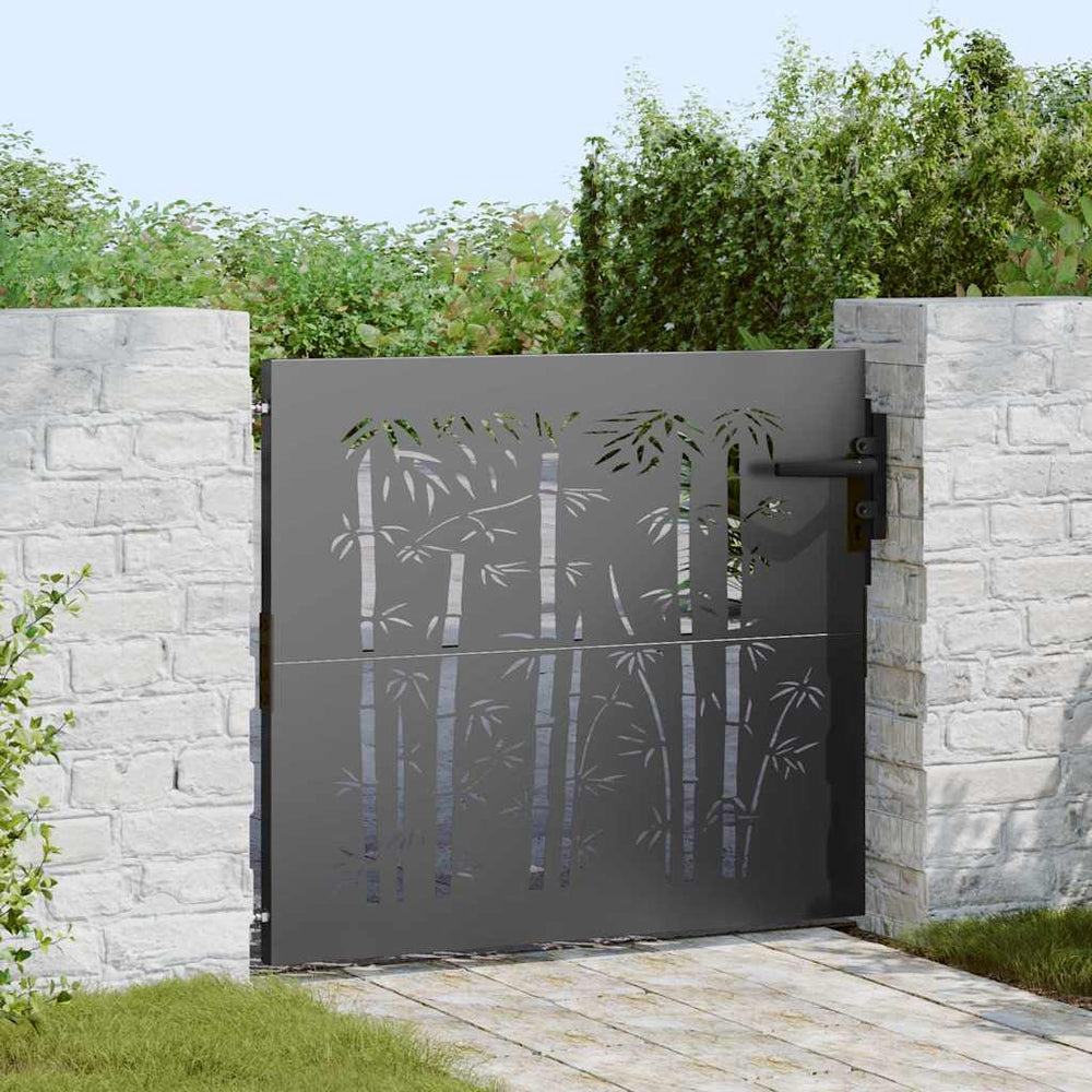 vidaXL Garden Gate Black 85 x 175 cm Powder-Coated Steel
