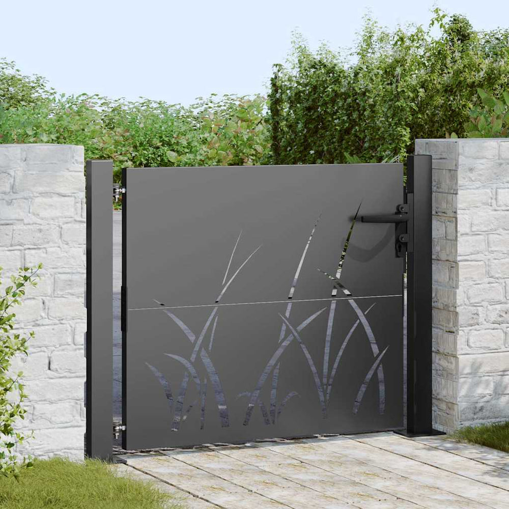 vidaXL Garden Gate Black 110 x 105 cm Powder-Coated Steel