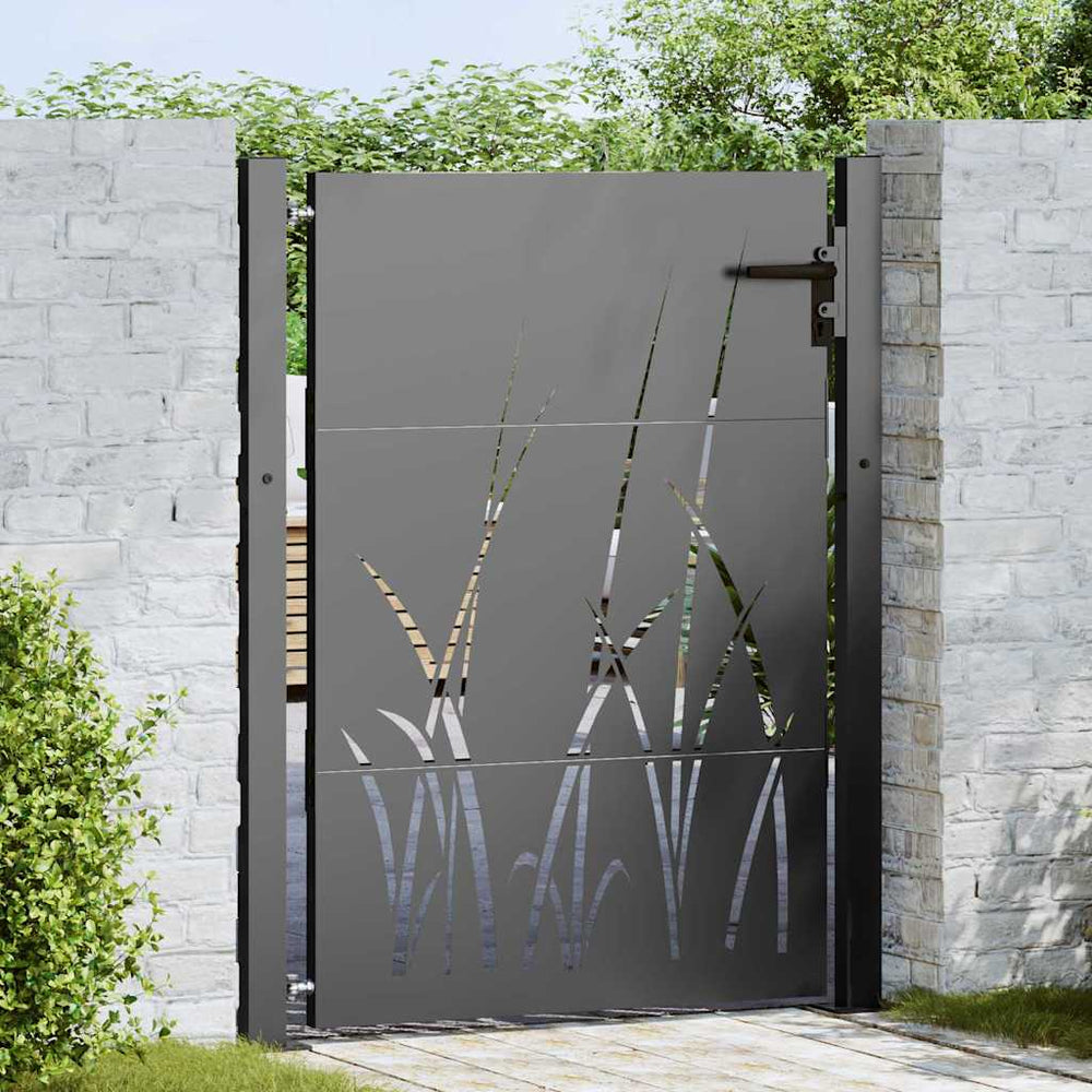 vidaXL Garden Gate Black 110 x 130 cm Powder-Coated Steel