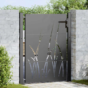 vidaXL Garden Gate Black 110 x 130 cm Powder-Coated Steel