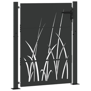 vidaXL Garden Gate Black 110 x 130 cm Powder-Coated Steel