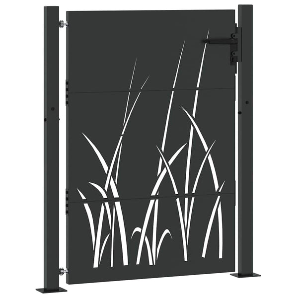 vidaXL Garden Gate Black 110 x 130 cm Powder-Coated Steel