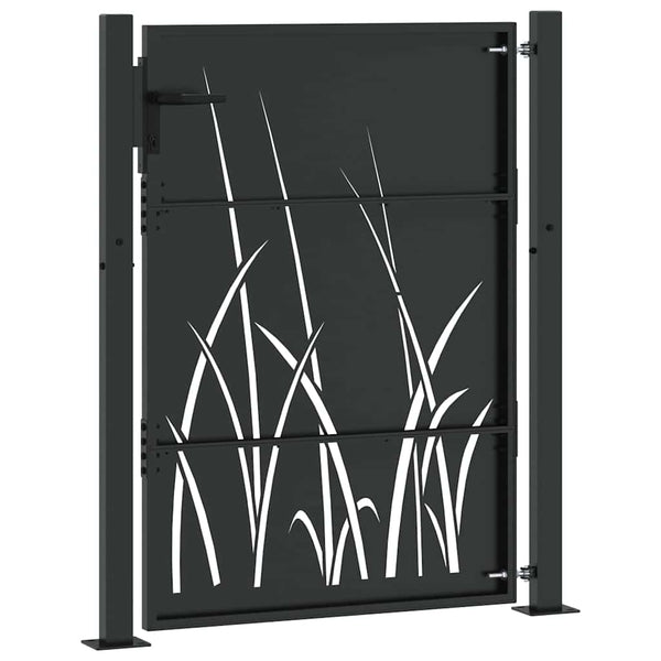 vidaXL Garden Gate Black 110 x 130 cm Powder-Coated Steel