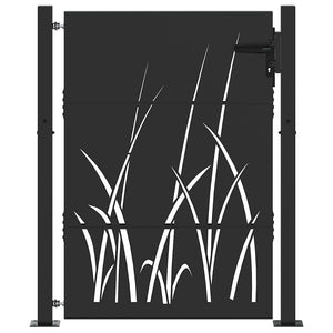 vidaXL Garden Gate Black 110 x 130 cm Powder-Coated Steel