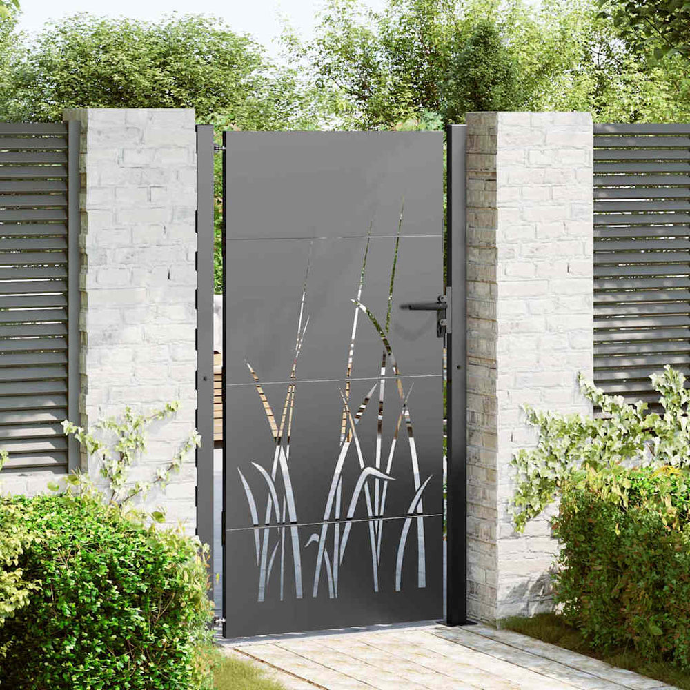 vidaXL Garden Gate Black 110 x 180 cm Powder-Coated Steel